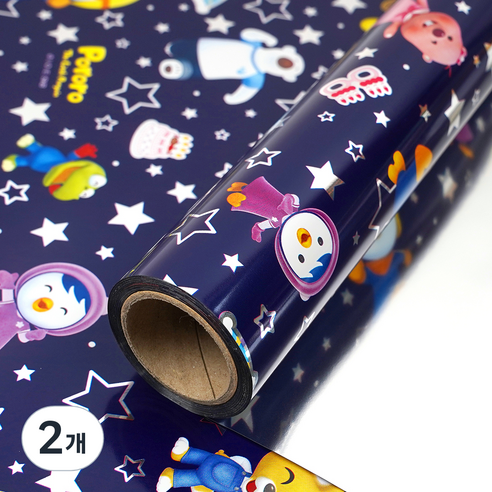 뽀로로 증착롤 포장지 소 26.5cm x 12m, 네이비, 2개