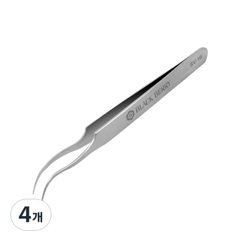 블랙베리 속눈썹연장 핀셋, SV-16, 4개