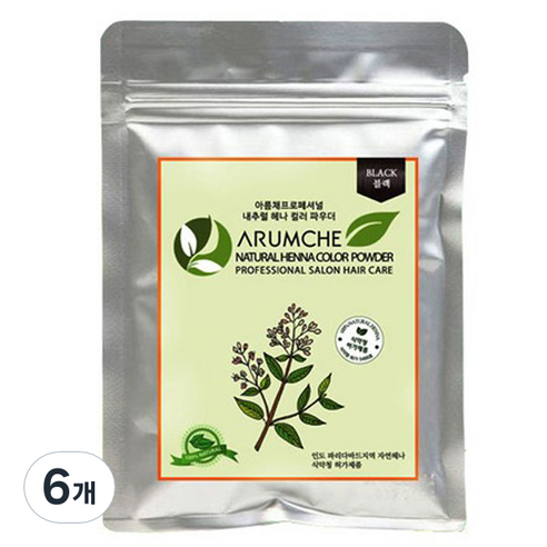 아름채 내추럴헤나 케미칼 파우더 100g, 블랙, 6개