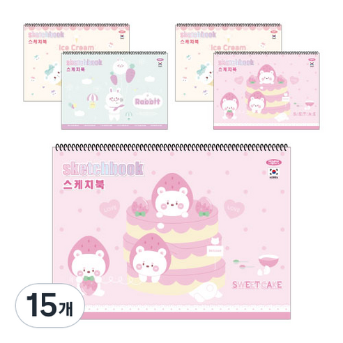 펜피아 3000 초등 여아용 스케치북, 18매, 345 x 250 mm, 15개