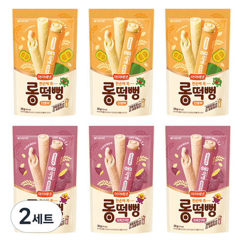 아이배냇 롱떡뻥 단호박 30g x 3p + 자색고구마 30g x 3p 세트, 2세트, 혼합맛(단호박/자색고구마)