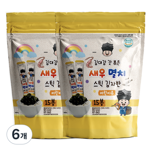 김대감 스틱 김자반 새우멸치 어린이용 15p, 150g, 6개
