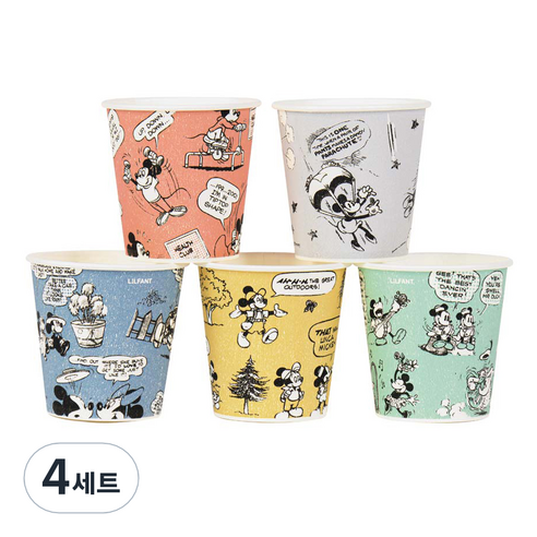 릴팡 미키 코믹 홈파티 종이컵 184ml x 200p 세트 랜덤발송, 200개입, 4세트
