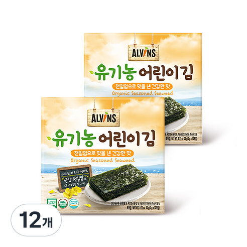 엘빈즈 유기농 어린이김 10개입, 건강한 맛, 20g, 12개