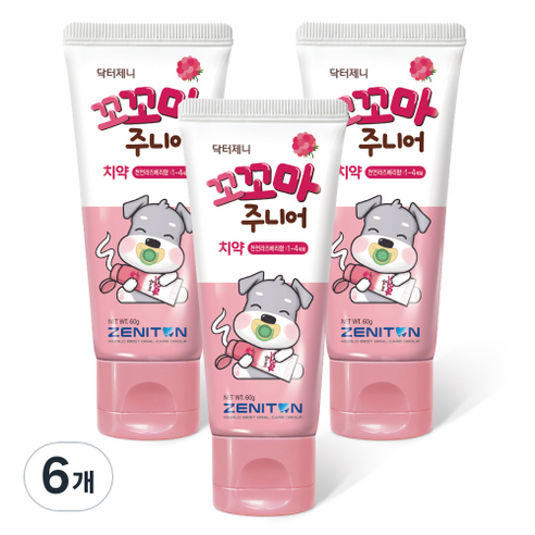 제니튼 닥터제니 꼬꼬마주니어치약 라즈베리향, 60g, 6개
