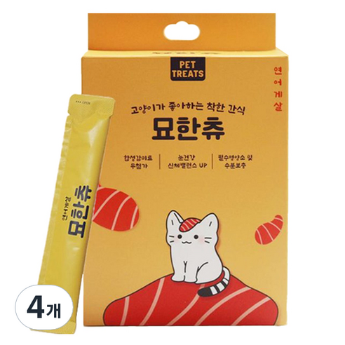 펫트리츠 고양이 묘한츄 대용량 간식 30p, 4개, 450g, 연어게살