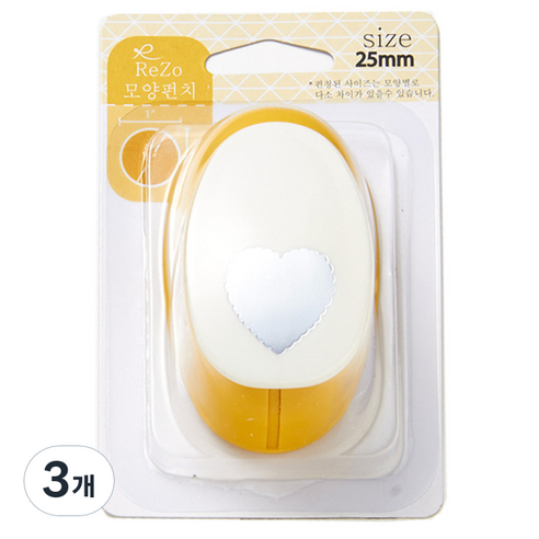 포코스 모양펀치 R-25, 물결하트, 3개