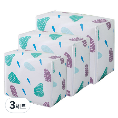 사과숲 다용도 리빙박스 이불정리함 3종 세트 나뭇잎, 3세트