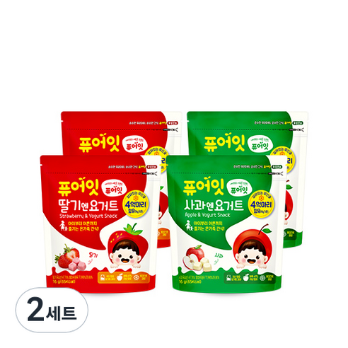 퓨어잇 내이브로 딸기엔요거트 2p + 사과엔요거트 2p, 딸기요거트, 사과요거트, 2세트