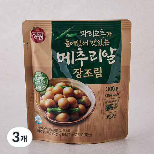 정원식품 꽈리고추가 들어있어 맛있는 메추리알 장조림, 300g, 3개