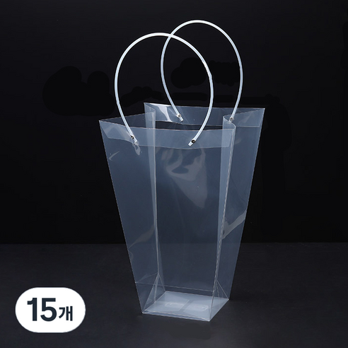 미화부장 PVC 비닐 꽃다발 화분 식물 선물 케이크 포장 투명 긴 대형 쇼핑백, 03 사다리꼴 대, 15개