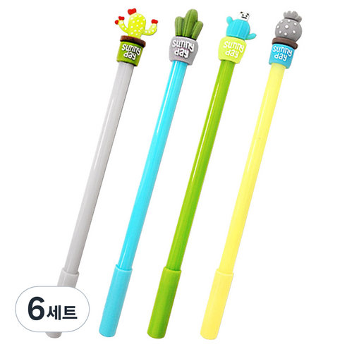 투영디자인 선인장 젤펜 4종 세트 0.5mm, 혼합 색상, 6세트