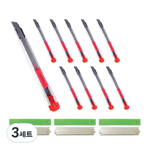 화신 207 투명 커터칼 소 10p + 309 커터날 소 3p, 3세트, 랜덤발송(커터칼)