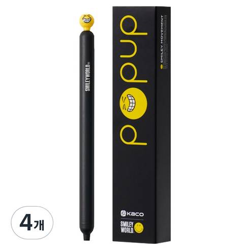 카코 스마일리 팝업 젤펜 0.5mm, 블랙, 4개