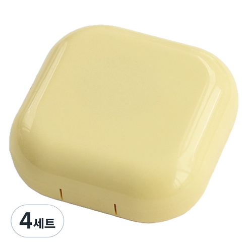라피던트 파스텔 팩트 거울 케이스 + 렌즈통 + 집게 + 흡착봉 세트, 노랑, 4세트