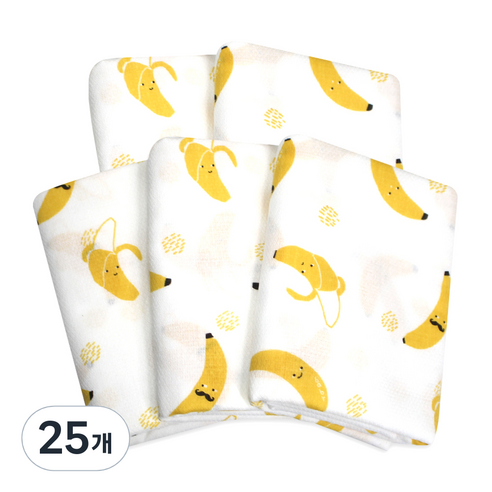 사각 엠보 천 기저귀, 바나나, 25개