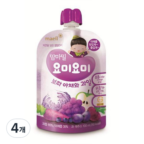 요미요미 야채와 과일 주스 100ml, 보라, 4개