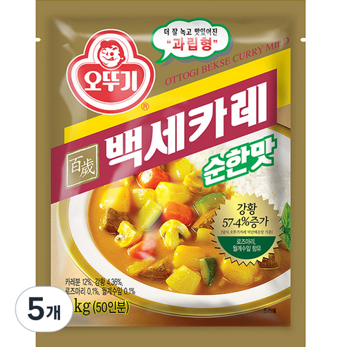 오뚜기 백세카레 순한맛, 1kg, 5개