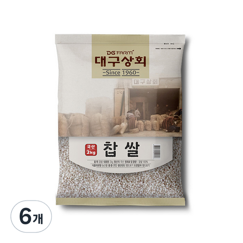 대구상회 국내산 찹쌀, 2kg, 6개