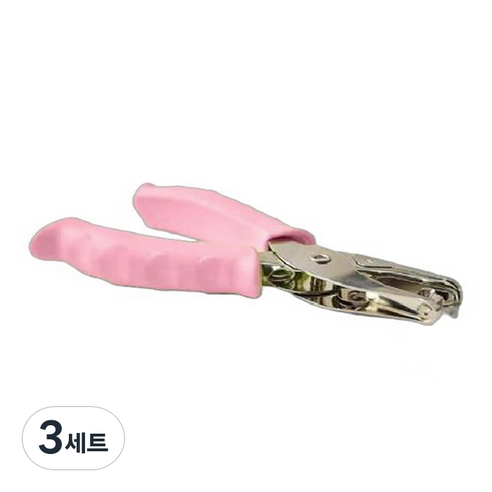 마다꾸미 컬러 핸드 1공 펀치 6mm, 핑크, 3세트
