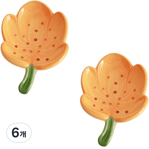 블럭마트 세라믹 꽃잎 비누트레이 TYPE2, 오렌지, 6개