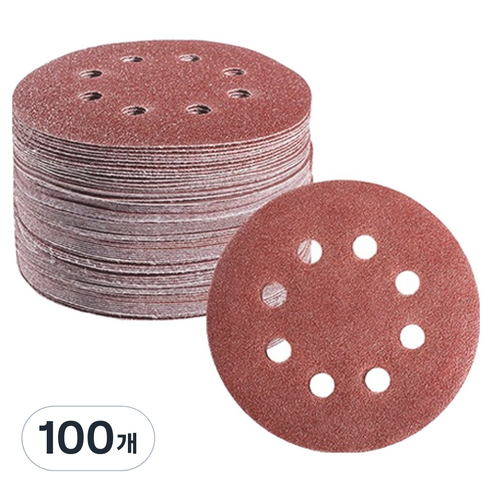 OON 원형 사포 샌딩 페이퍼 8홀 220방 125mm, 100개