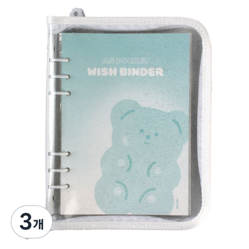 리코즈 A5 6공 위시 바인더 포카앨범 지퍼형 4포켓 30p, 퓨어베어, 3개