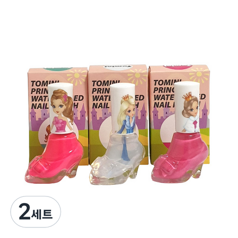 투미니 어린이 프린세스 수성 매니큐어, B세트(핑크, 체리핑크, 투명), 2세트