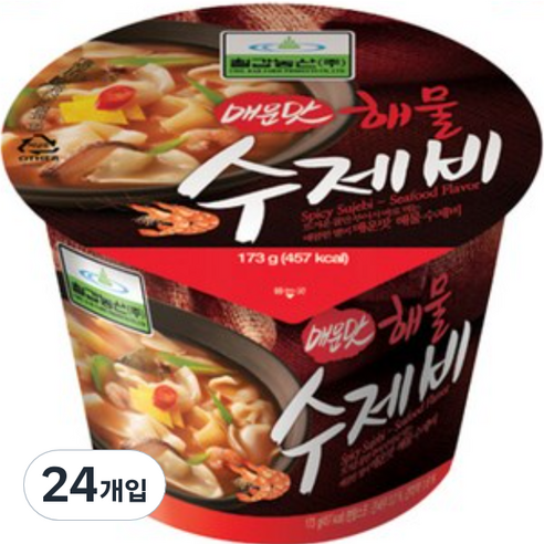 칠갑농산 해물수제비 매운맛, 173g, 24개