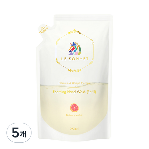 르소메 프리미엄 포밍 핸드워시 리필용 250ml, 자몽향, 5개