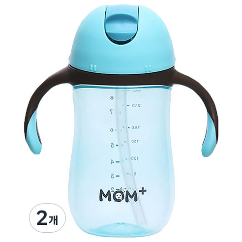 맘플러스 빨대컵 260ml, 블루, 2개