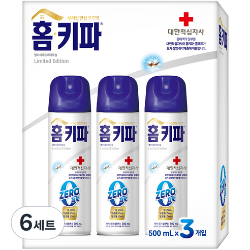 홈키파 대한적십자사 제로 에어졸 3p, 6세트, 1500ml