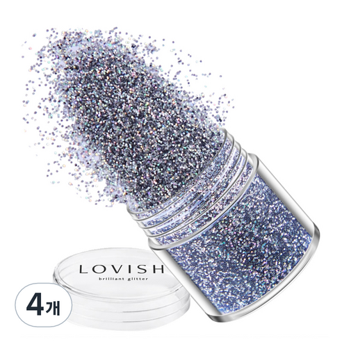 러비쉬 프리미엄 네일 글리터 10g, LVS-009 실버홀로그램, 4개