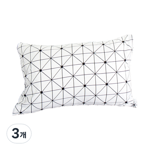 매직베드 도톰 베개 + 솜, 화이트체크, 40 x 60 cm, 3개
