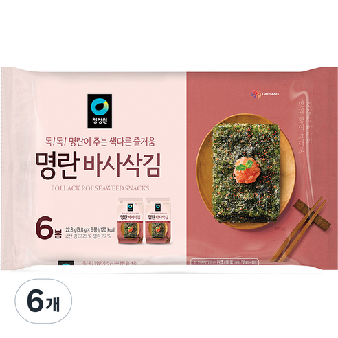 청정원 명란맛 바사삭김, 3.8g, 6개