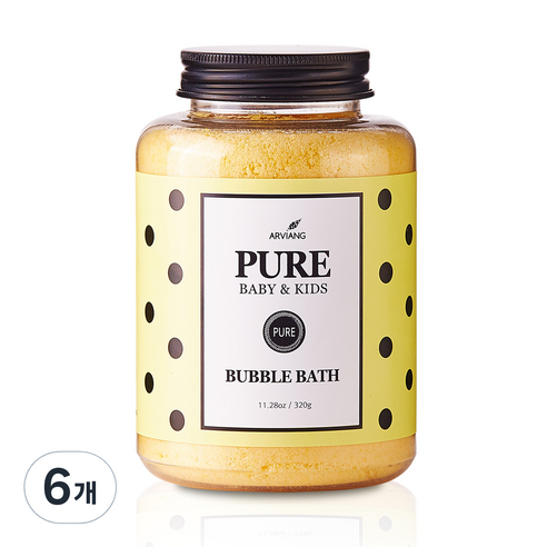 아르비앙 유아용 퓨어 버블바스 거품입욕제 상쾌한 레몬, 320g, 6개