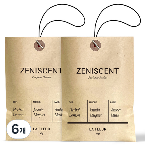 제니센트 퍼퓸 사쉐 옷장방향제 라 플레르, 40g, 6개