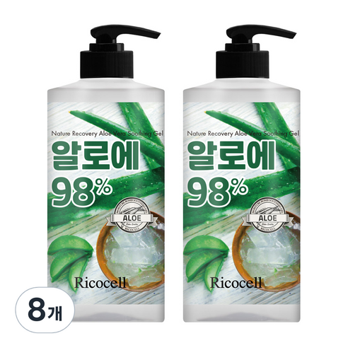 리코셀 네이처 리커버리 알로에 수딩 젤 이엑스, 1000ml, 8개