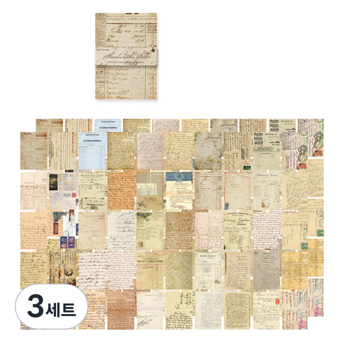 마다꾸미 빈티지 감성 명화 디자인 대용량 메모지 100p, 빈티지편지, 3세트