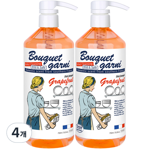 부케가르니 에코 주방세제 자몽향, 750ml, 4개