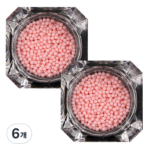 이코디 구슬 네일글리터 1mm, 베이비핑크, 6개