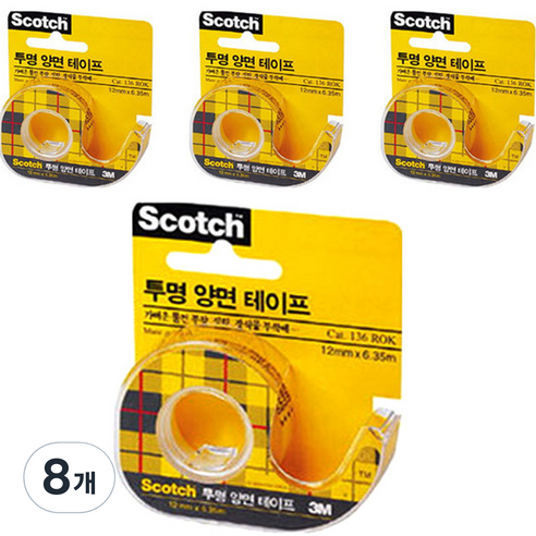 스카치 투명 양면 테이프 디스펜서 136 12mm x 6.35m, 8개