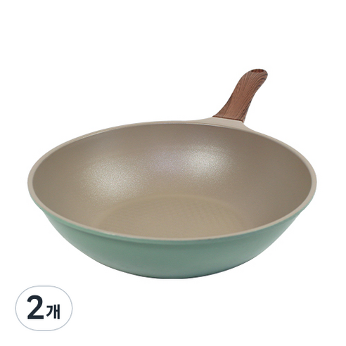 키친아트 본 우드 파스텔민트 다이아 궁중팬, 28 cm, 2개