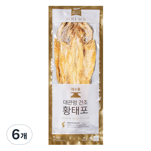 마켓밀러 대관령 건조 황태포, 70g, 6개