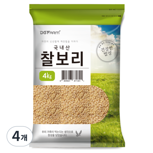 대구농산 건강한밥상 국산 찰보리쌀, 4kg, 4개