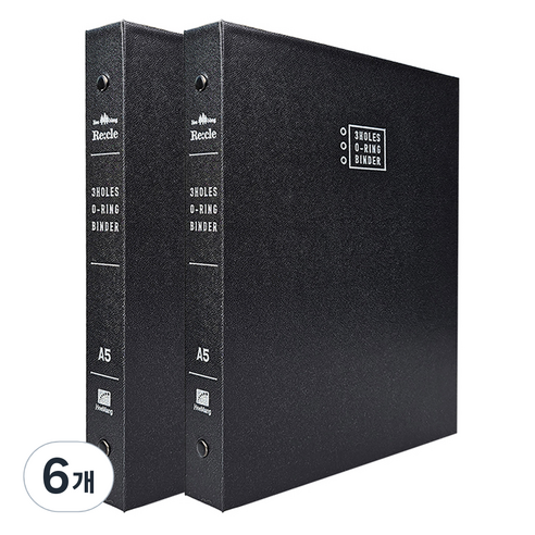 희망사무포인트 A5 리클 3공 O링 바인더 BA3206, 흑색, 6개