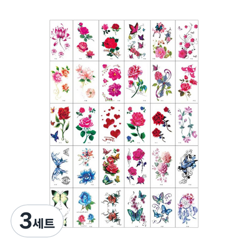 타투 스티커 30종 세트, P type 타투스티커 30종세트, 3세트