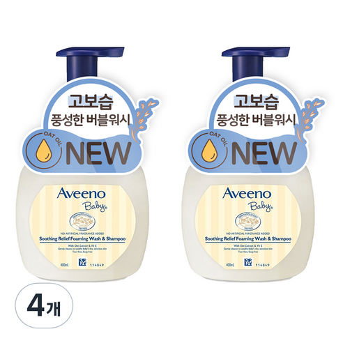 아비노베이비 수딩 릴리프 포밍 워시 앤 샴푸 올인원클렌저, 400ml, 4개