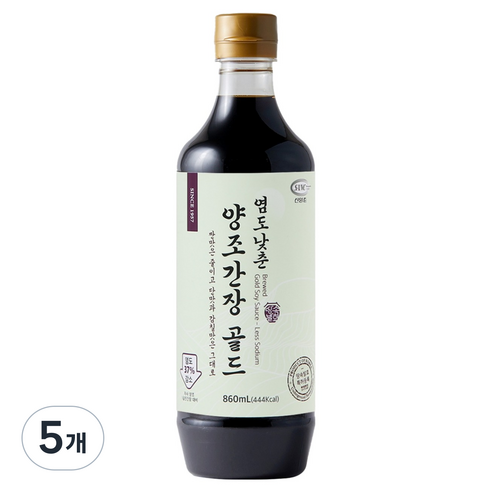 신앙촌 염도낮춘 양조간장 골드, 5개, 860ml