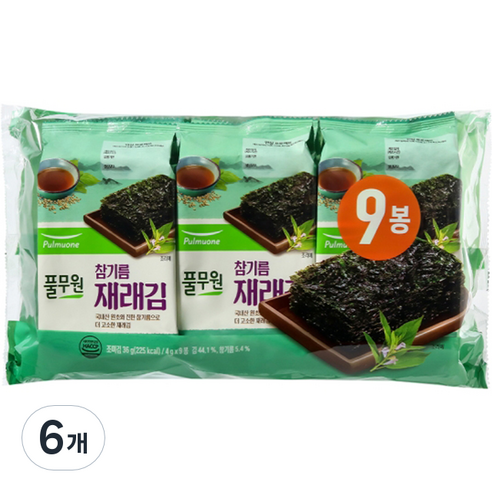 풀무원 참기름 도시락 재래김 9p, 36g, 6개